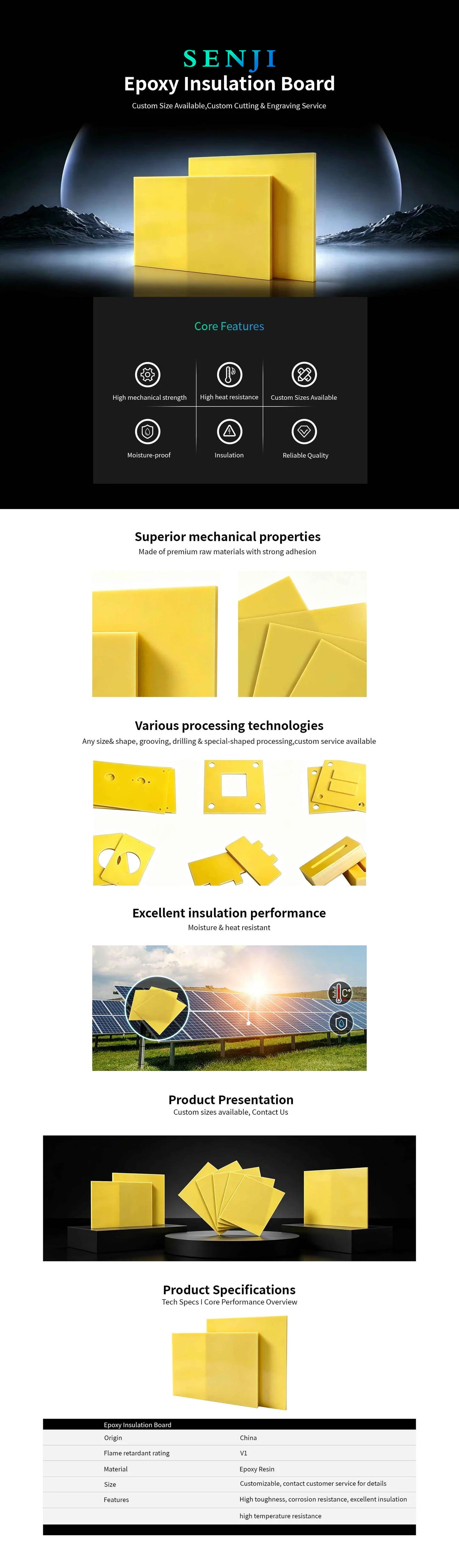 Epoxy Insulation Board – Bottom Plate for 3.2V 100Ah LiFePO4 Battery Pack